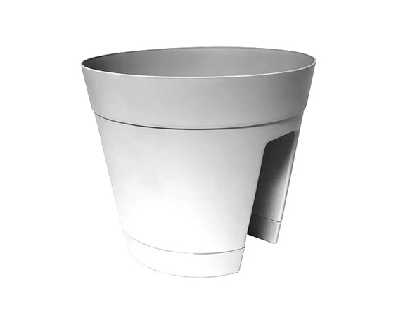 Vaso Tondo per Ringhiera Regina 30cm Bianco in Plastica